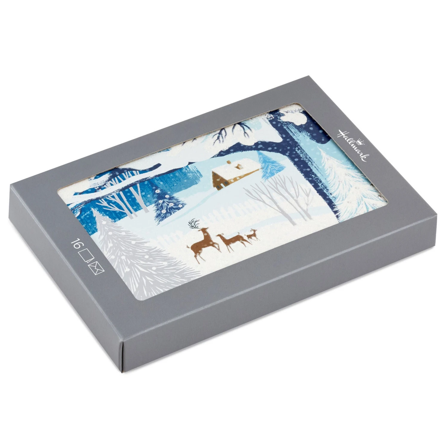 Hallmark Snowy Landscape With Deer Boxed Holiday Cards, Pack Of 16 1 Hallmark Snowy Landscape With Deer Boxed Holiday Cards, Pack Of 16