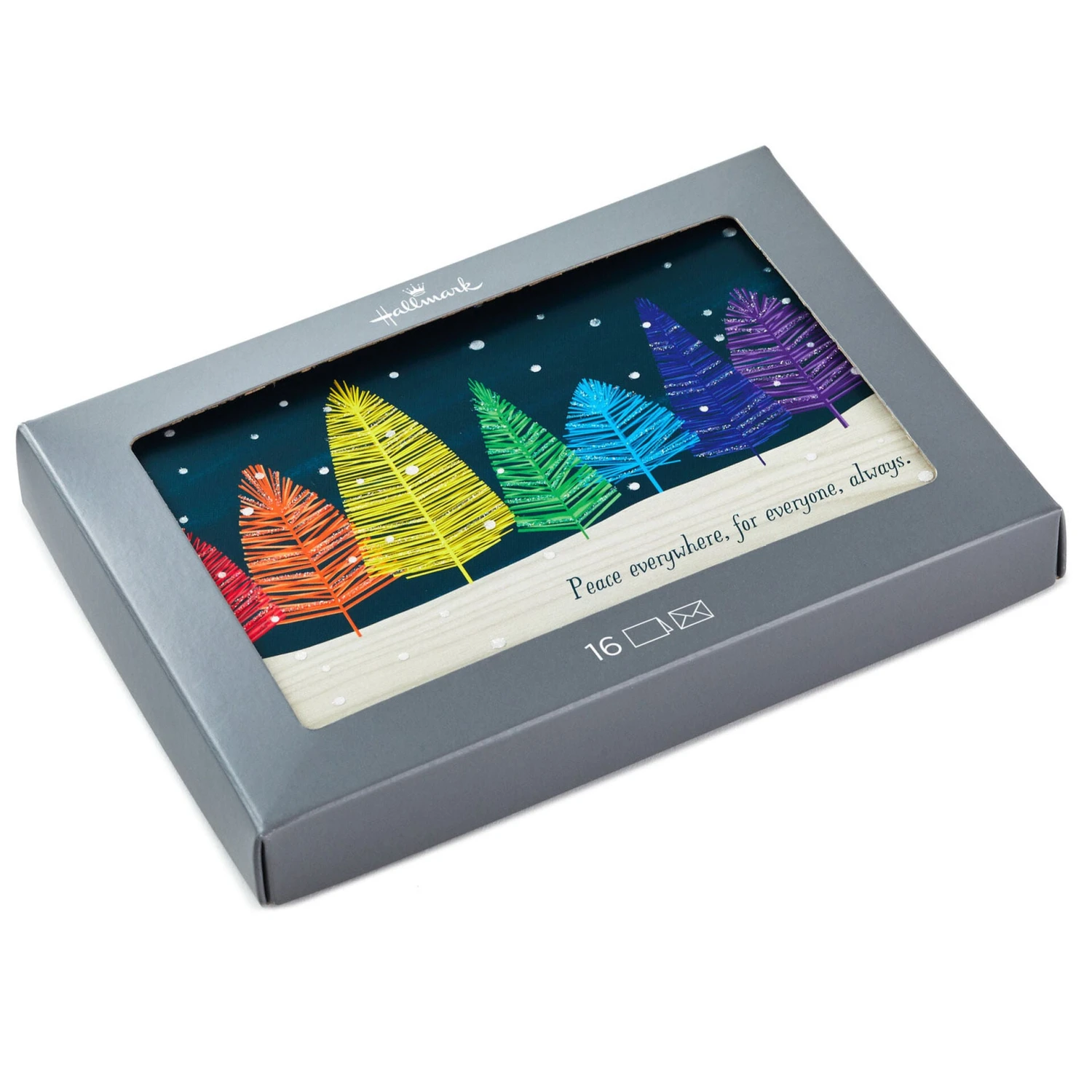 Hallmark Colorful Trees Peace Everywhere Boxed Holiday Cards, Pack Of 16 1 Hallmark Colorful Trees Peace Everywhere Boxed Holiday Cards, Pack Of 16