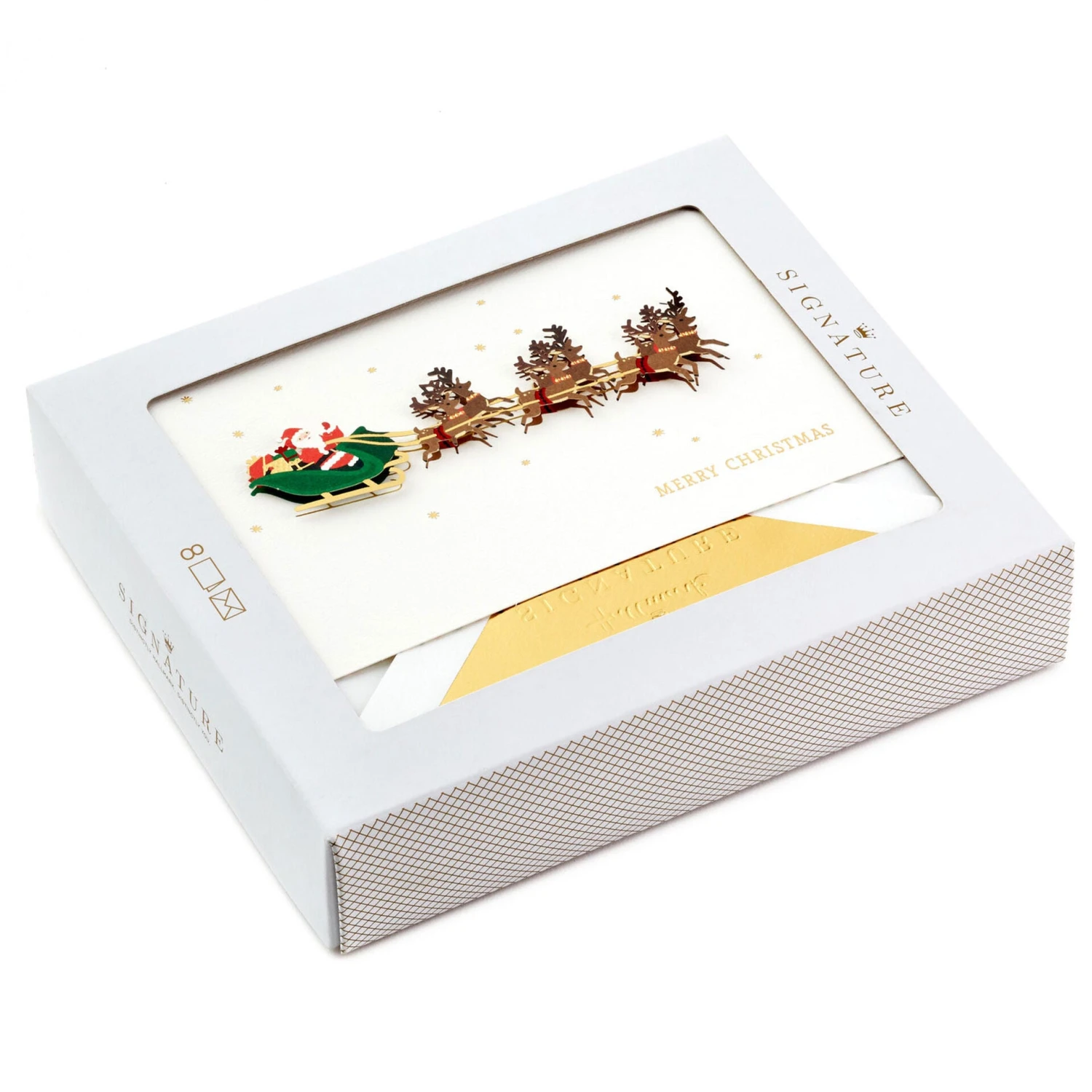 Hallmark Santa Flying With Reindeer Boxed Christmas Cards, Pack Of 8 1 Hallmark Santa Flying With Reindeer Boxed Christmas Cards, Pack Of 8
