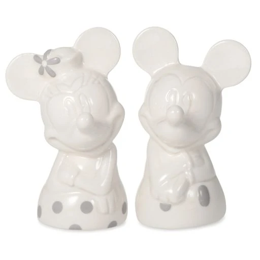 Hallmark Disney Mickey And Minnie White And Silver Salt And Pepper Shakers, Set Of 2 1 Hallmark Disney Mickey And Minnie White And Silver Salt And Pepper Shakers, Set Of 2
