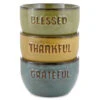Grateful Thankful Blessed Glazed Ceramic Bowls, Set Of 3