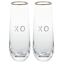 Hallmark XO Stemless Champagne Flutes, Set Of 2