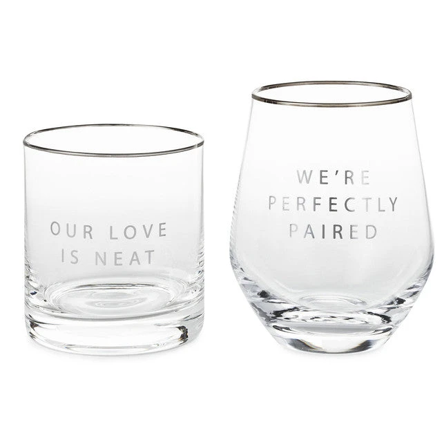 Hallmark Lowball And Stemless Wine Glass, Set Of 2 1 Hallmark Lowball And Stemless Wine Glass, Set Of 2