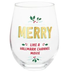 Merry Like Hallmark Channel Stemless Wine Glass, 17 Oz.