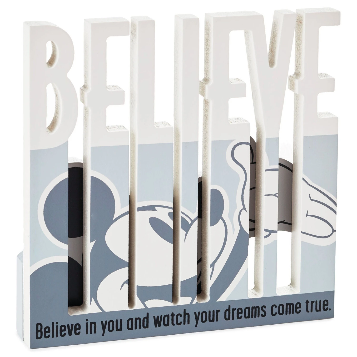 Hallmark Disney Mickey Mouse Believe Wood Quote Sign, 6x6 1 Hallmark Disney Mickey Mouse Believe Wood Quote Sign, 6x6