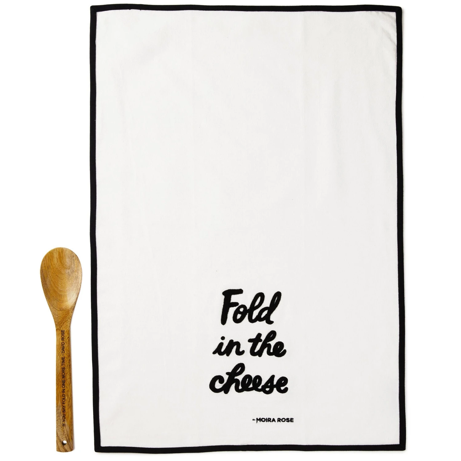 Hallmark Schitt's Creek® Fold In The Cheese Tea Towel And Wooden Spoon, Set Of 2 1 Hallmark Schitt's Creek® Fold In The Cheese Tea Towel And Wooden Spoon, Set Of 2